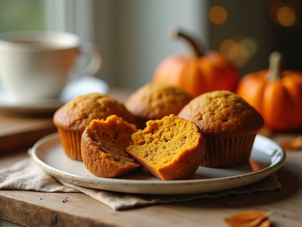 Moist paleo pumpkin muffins arranged for a cozy breakfast