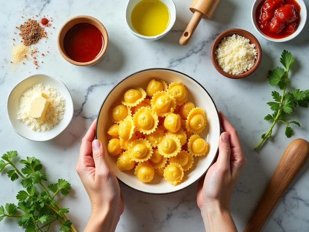 Ingredients for crispy pan-fried tortellini