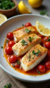 Pan-Roasted Cod with Cherry Tomato Pan Sauce Recipe