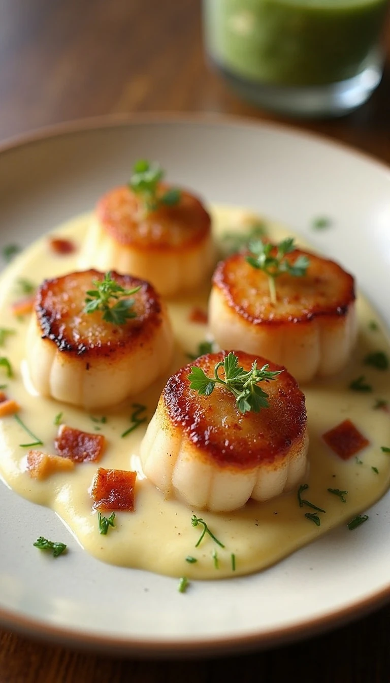 Pan-Seared Scallops with Bacon Fennel Cream Sauce