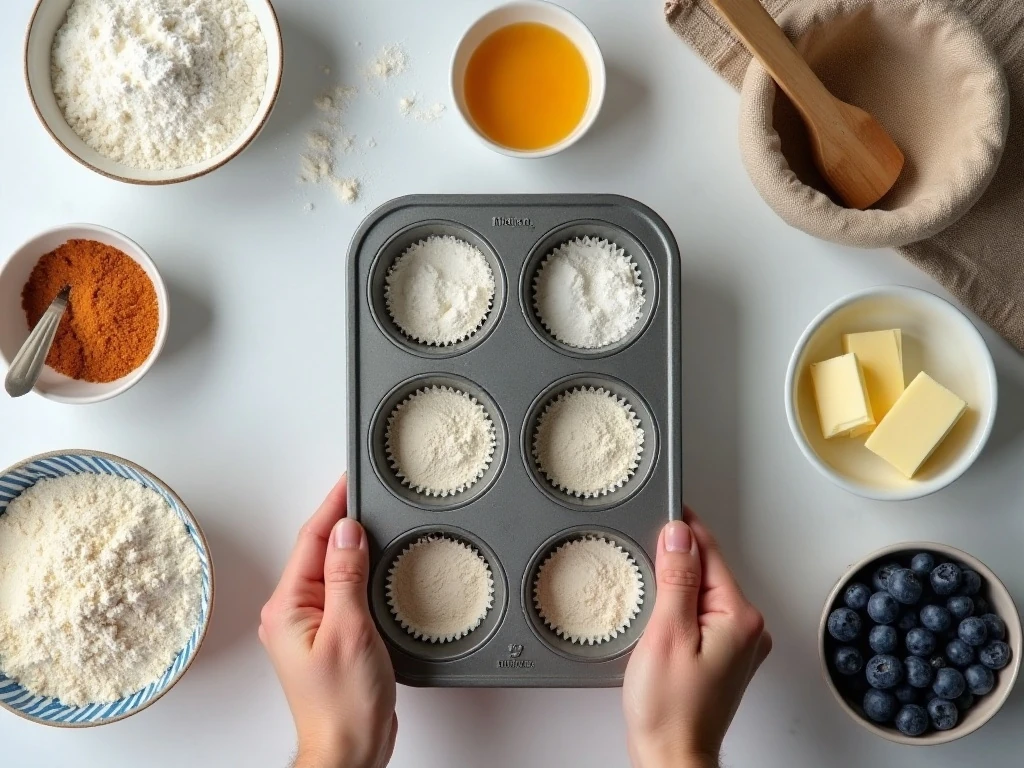 Ingredients for homemade pancake mini muffins