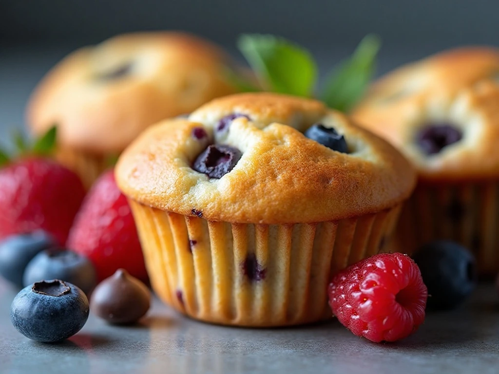 Plain blueberry and chocolate chip pancake mini muffins