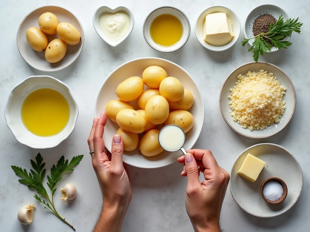 Ingredients for panko garlic mashed potatoes