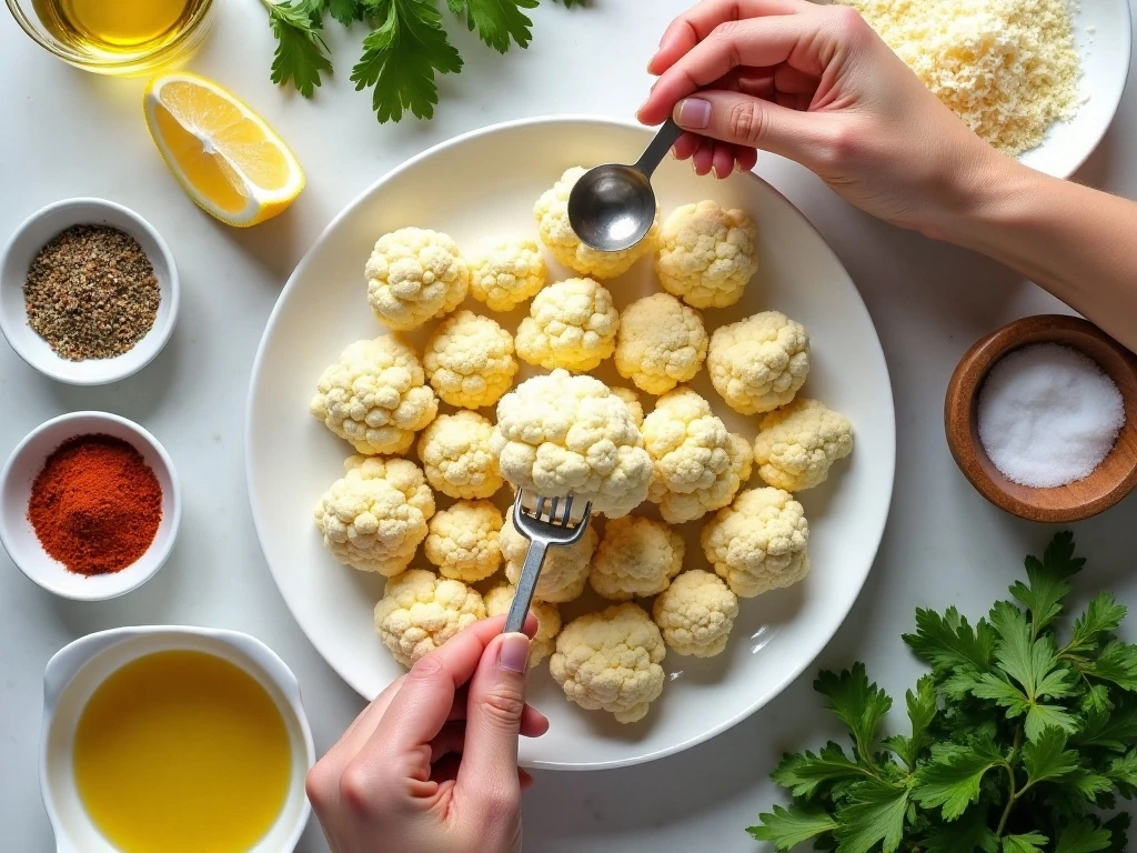 Ingredients for crispy Parmesan-baked cauliflower