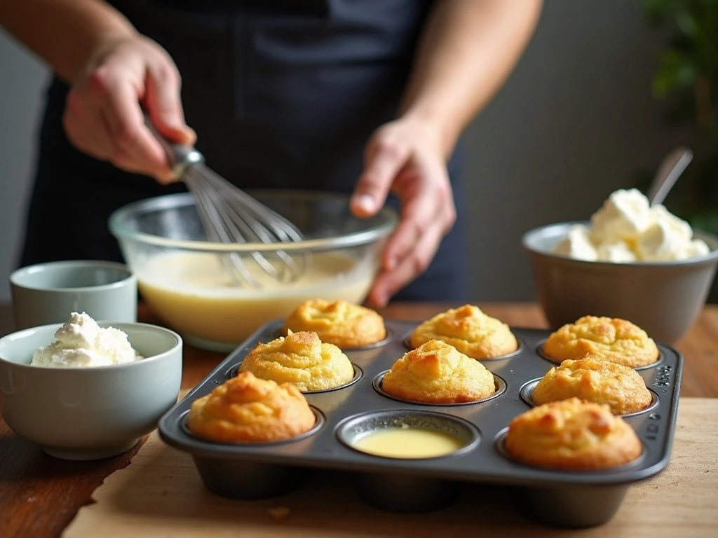 Preparing Parmesan chive popover batter
