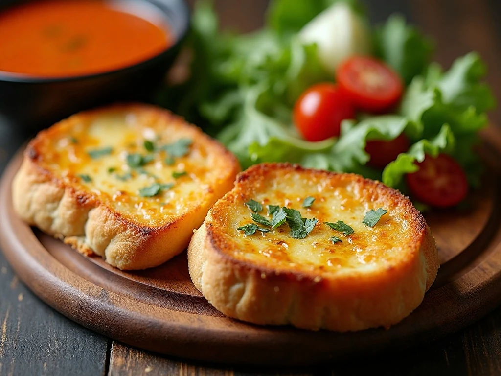 Crisp Parmesan garlic bread served as a warm dinner side