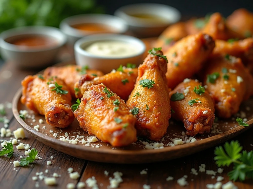 Crispy Copycat Wingstop garlic Parmesan wings served on a platter