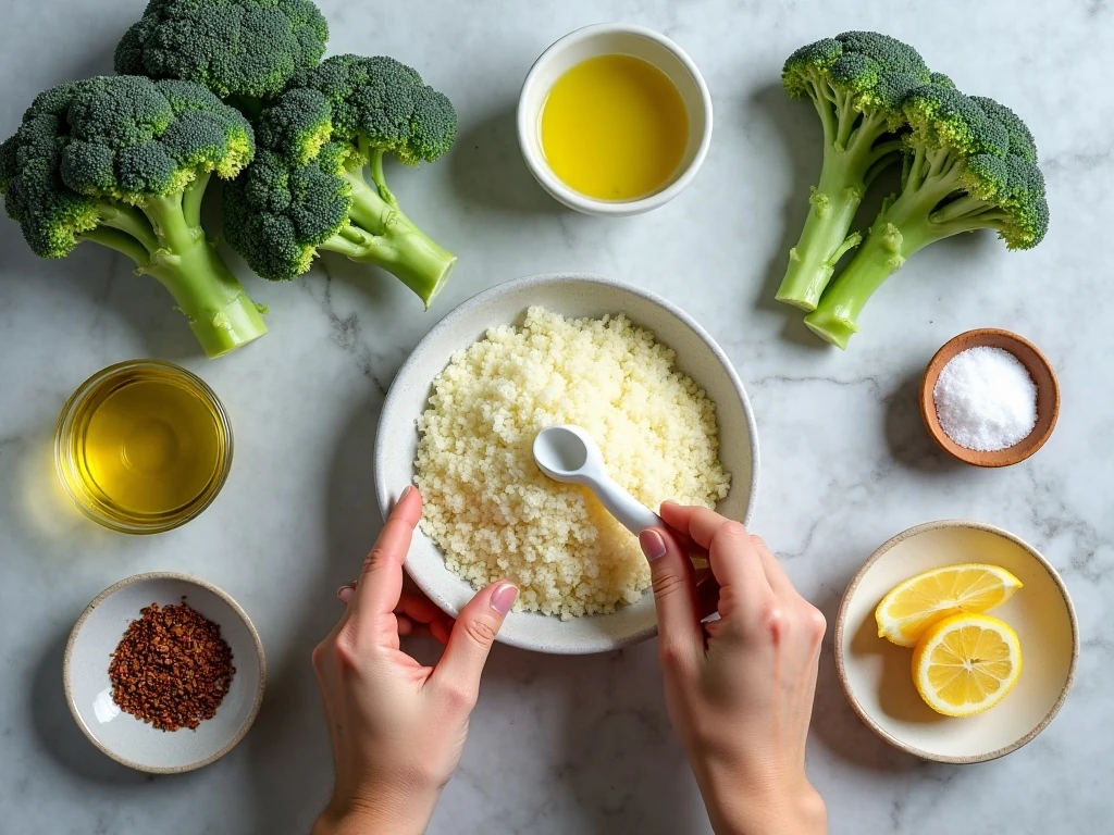 Ingredients for garlic Parmesan roasted broccoli