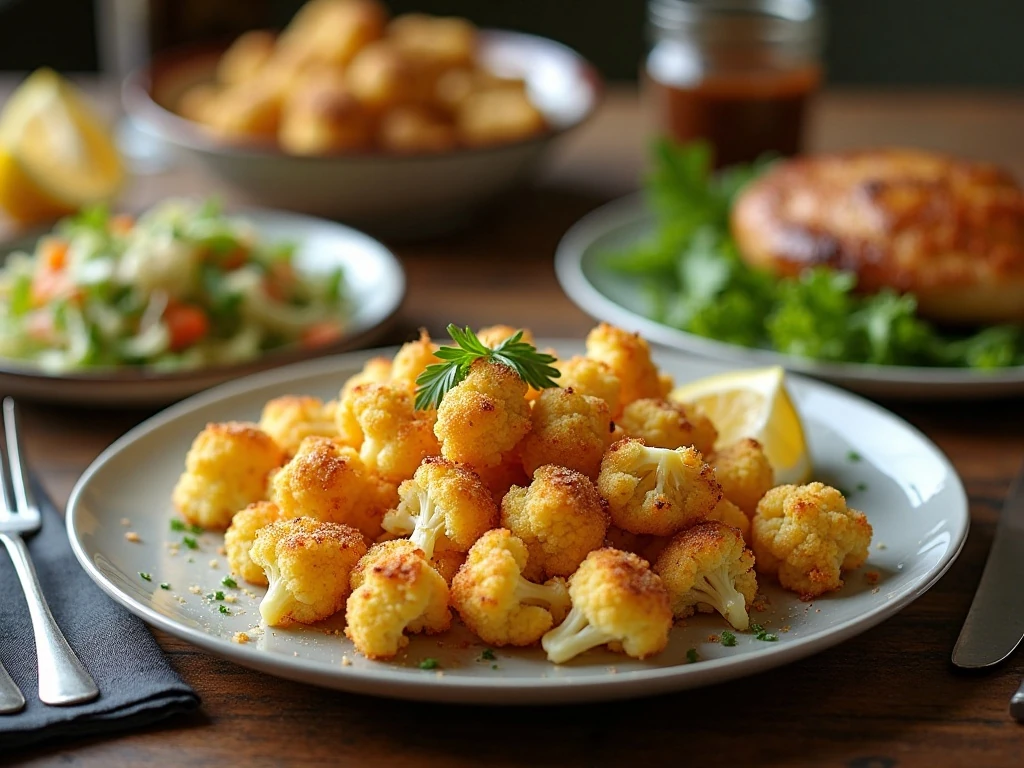 Parmesan cauliflower served as a dinner side dish