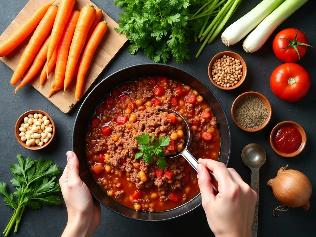 Ingredients for homemade pasta fagioli soup