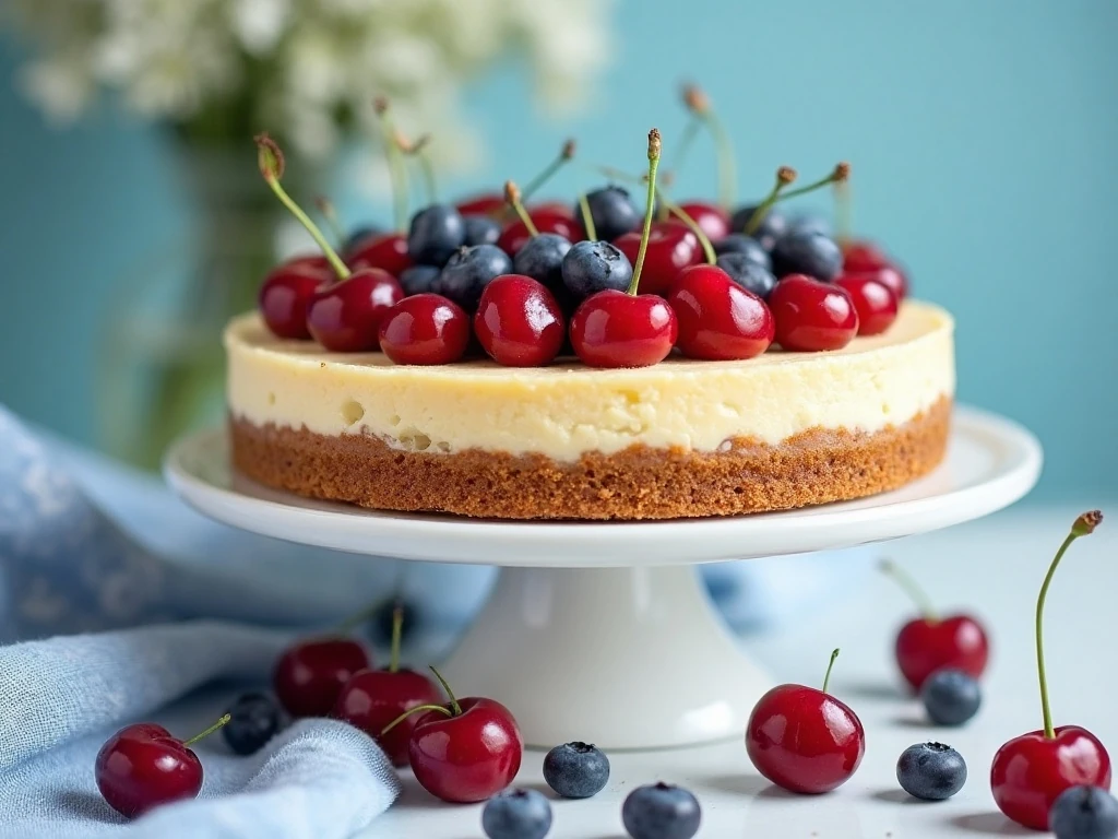 Festive red white and blue cheesecake pie for summer celebrations