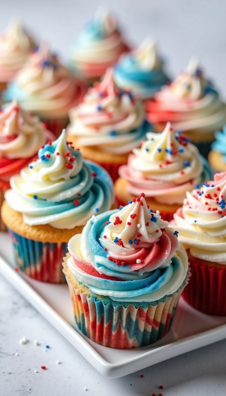 Easy Red, White, and Blue Patriotic Cupcakes Recipe