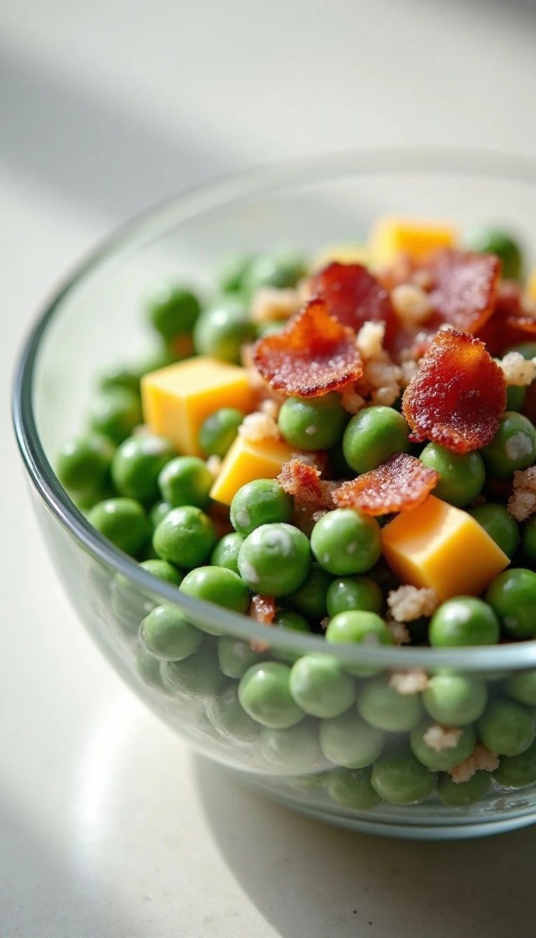 Best Pea Salad with Bacon and Cheese Recipe