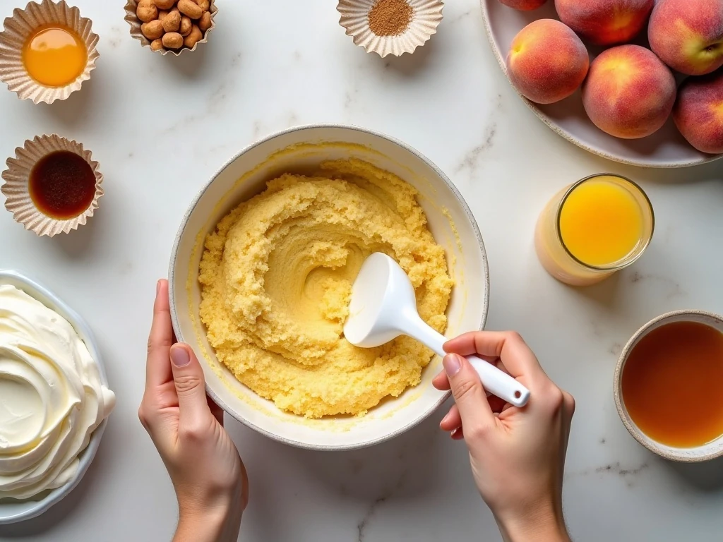 Ingredients for easy peach cake mix cupcakes