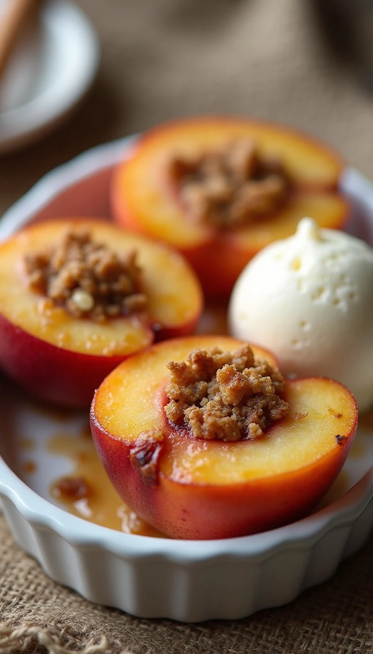 Peach Crisp-Stuffed Baked Peaches Made Easy