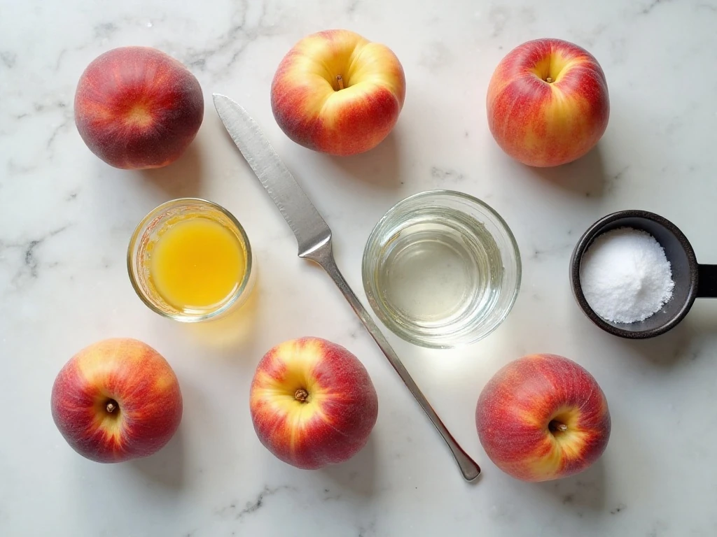 Ingredients for easy homemade peach sorbet