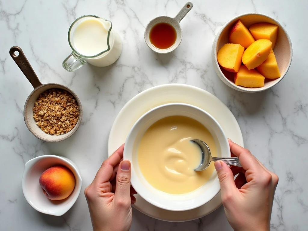 Ingredients for peaches and cream parfaits