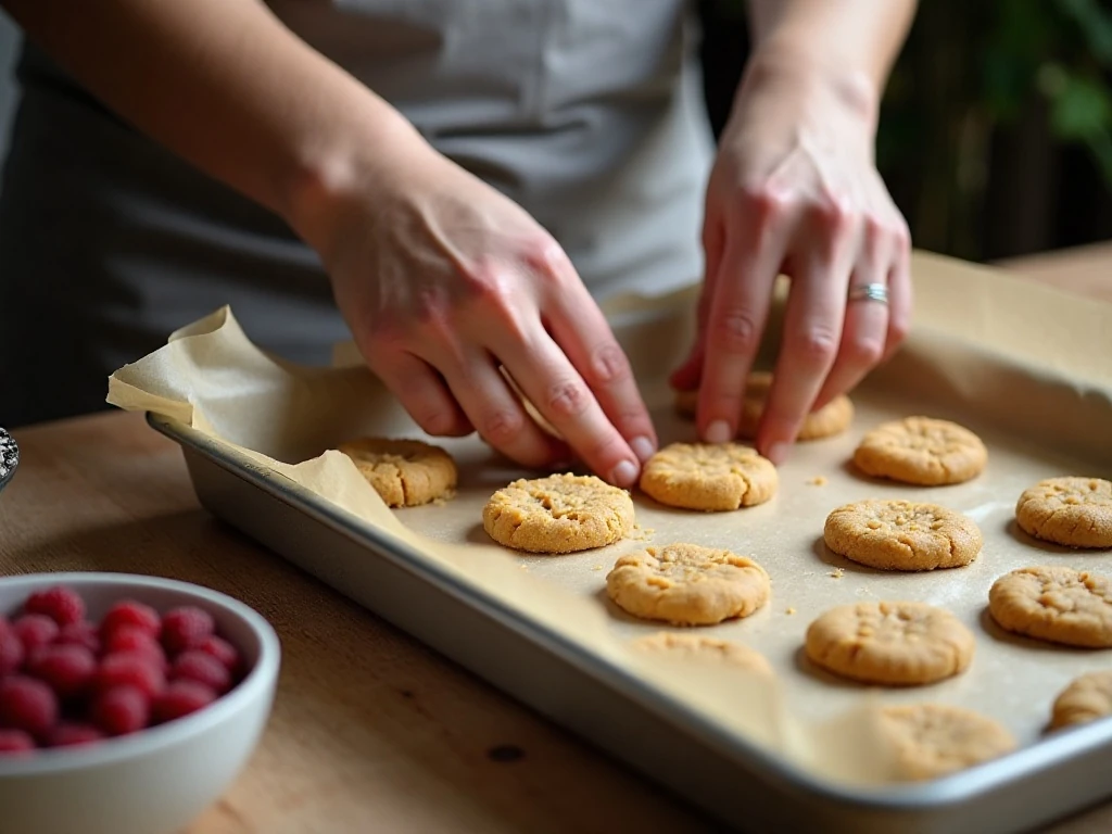 Preparing the peanut butter cookie base for layered bars