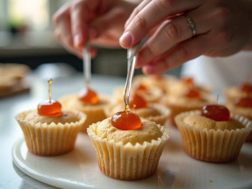 Adding jelly to the center of cupcake batter