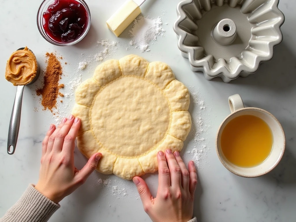 Ingredients for peanut butter and jelly monkey bread