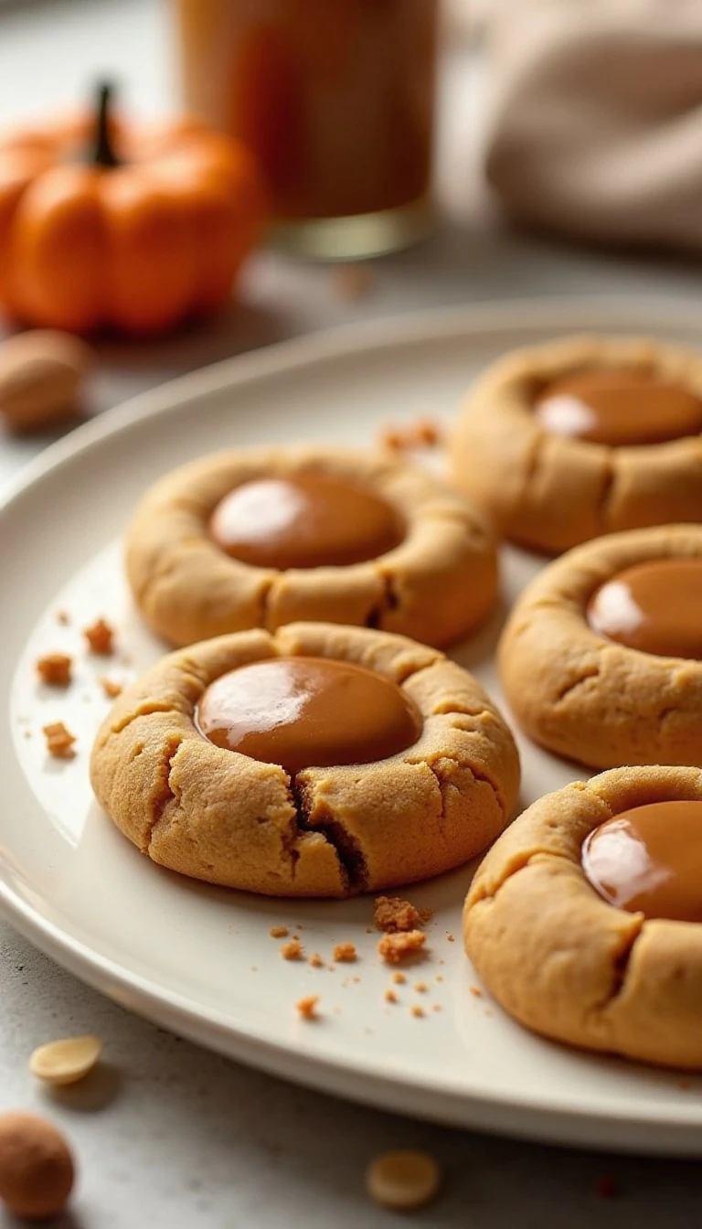 Peanut Butter and Pumpkin Spice Thumbprint Cookies