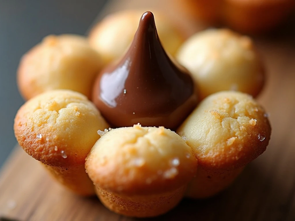 Close-up of a soft peanut butter blossom with chocolate center