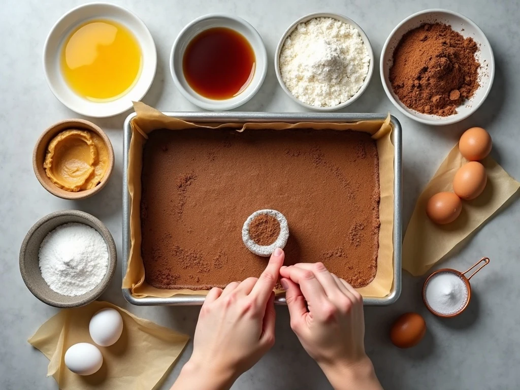 Ingredients for fudgy peanut butter brownies