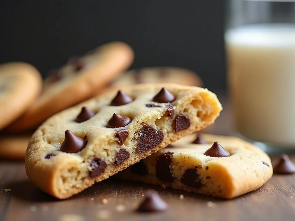 Tender crumb and chocolate chips inside a peanut butter shortbread cookie