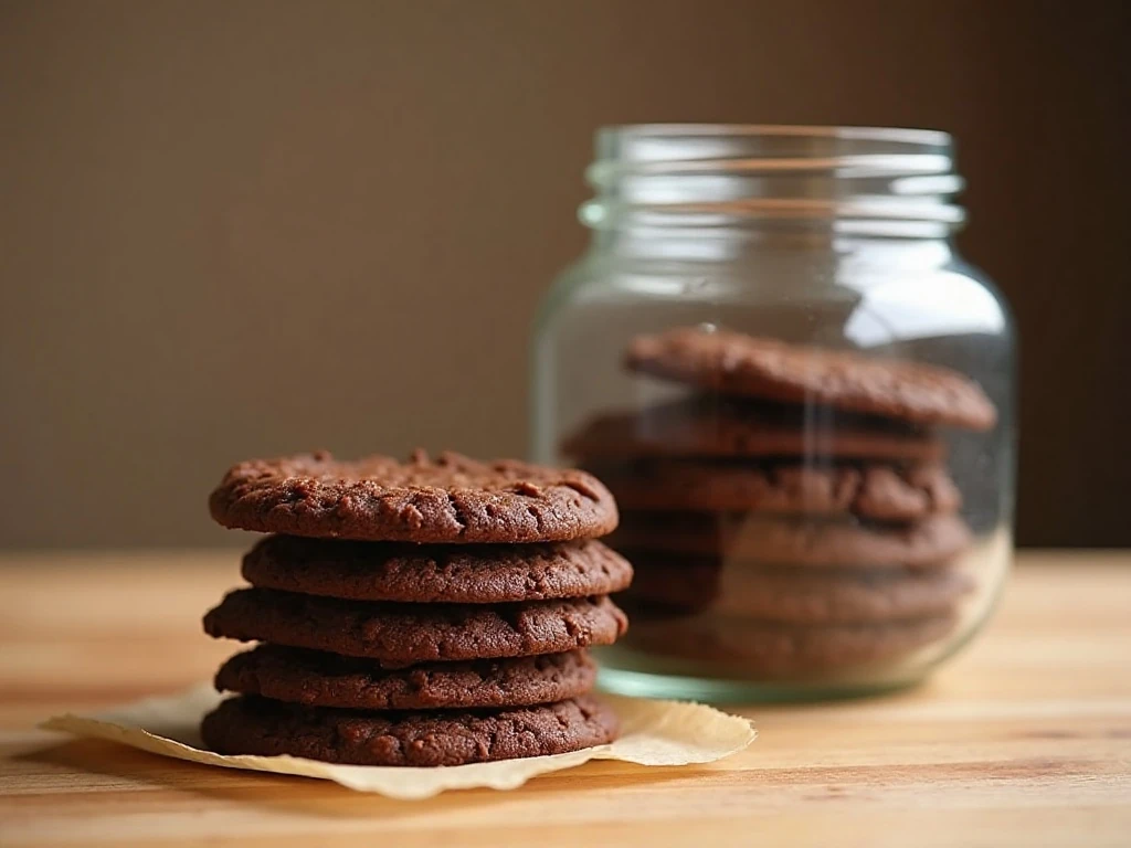 Chocolate peanut butter meltaway cookies ready for storage