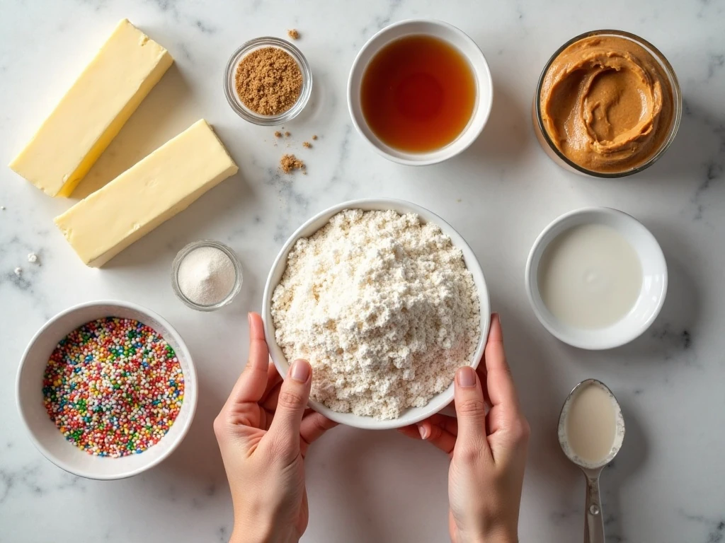 Ingredients for peanut butter Christmas sugar cookies