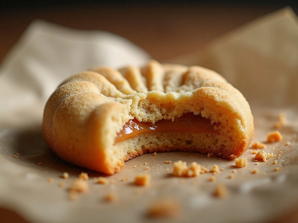 Close-up of a soft chewy peanut butter cookie center