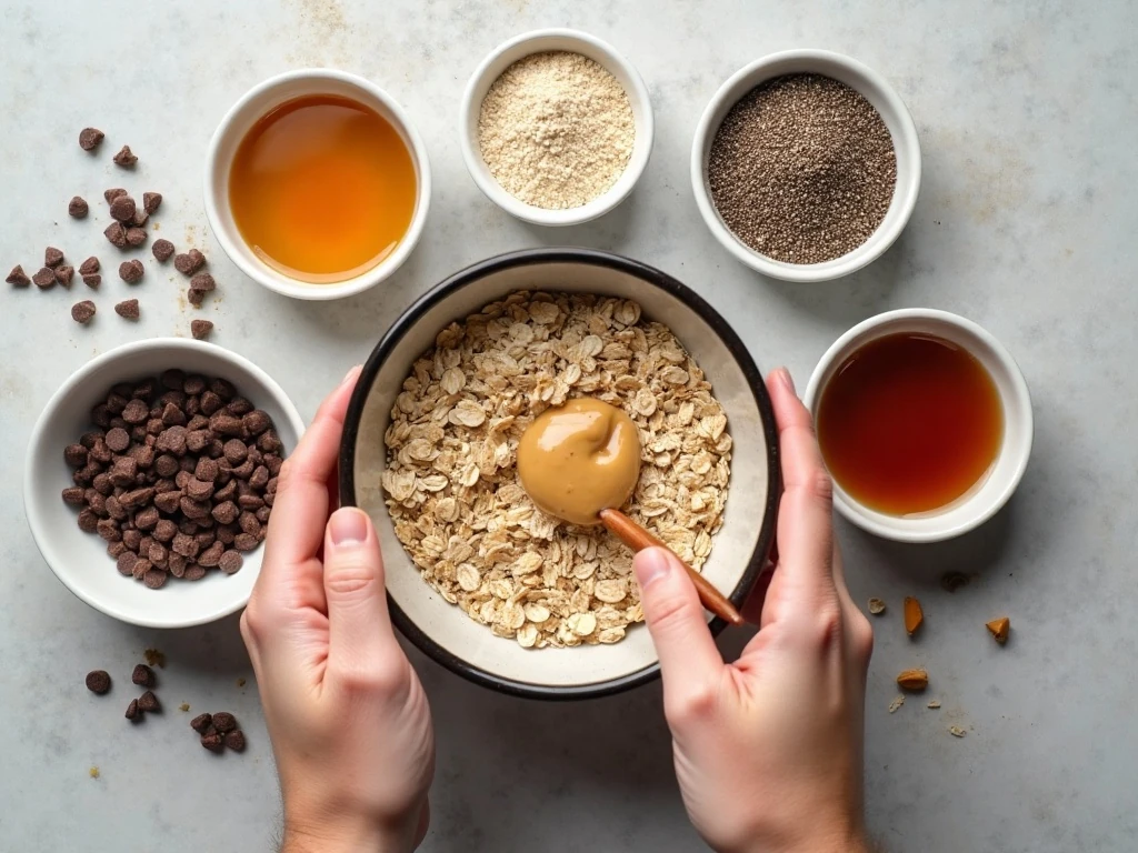 Ingredients for no-bake peanut butter energy balls