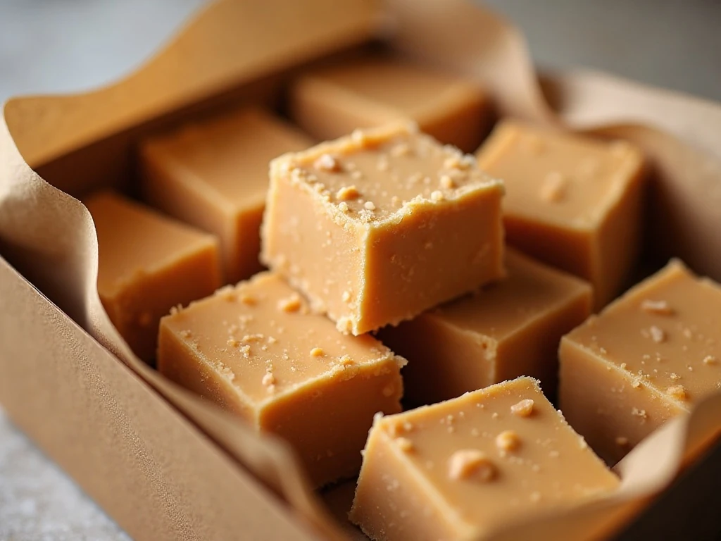 Neatly presented peanut butter fudge squares