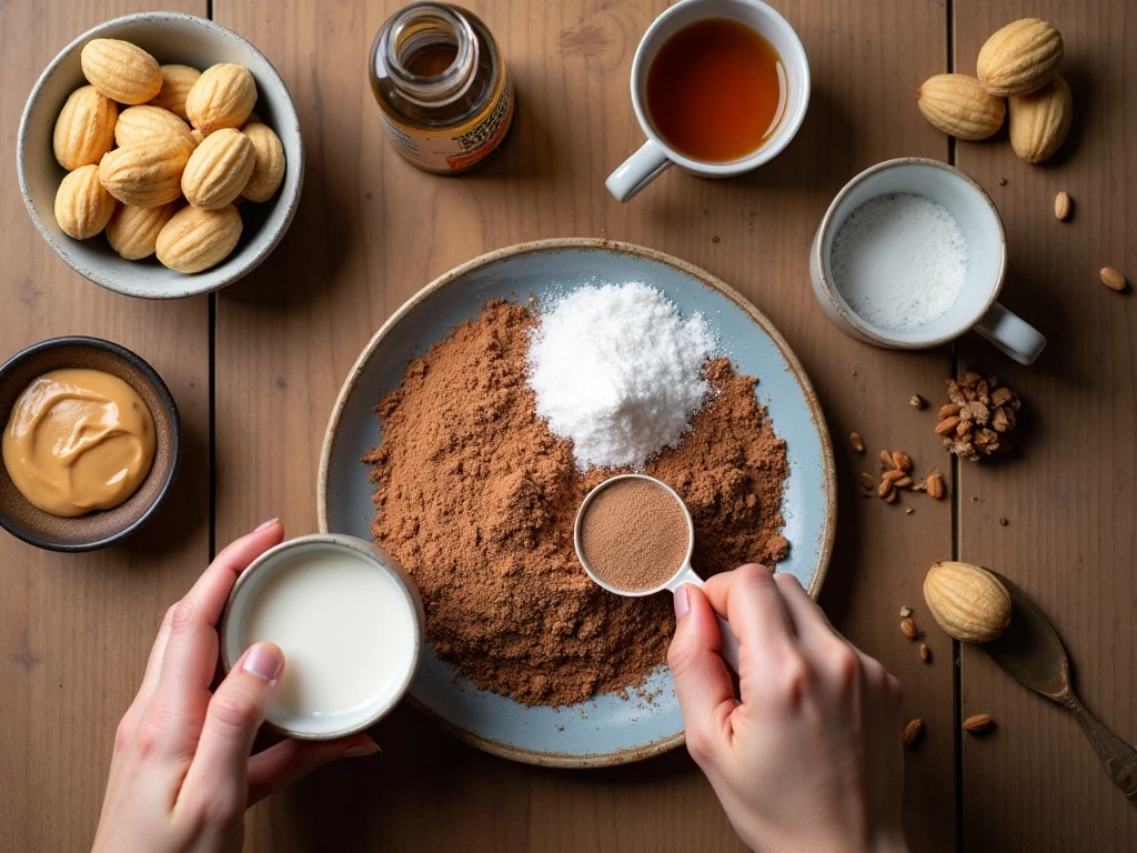 Ingredients for creamy peanut butter hot chocolate