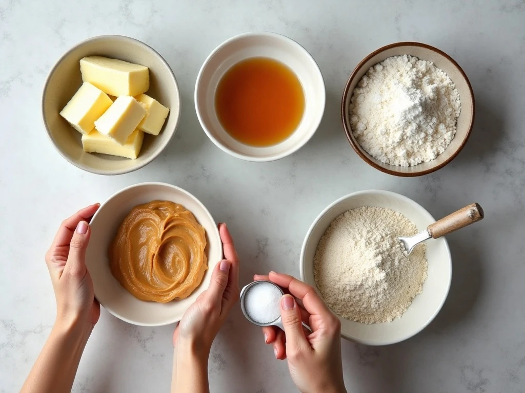 Ingredients for homemade peanut butter meltaway cookies