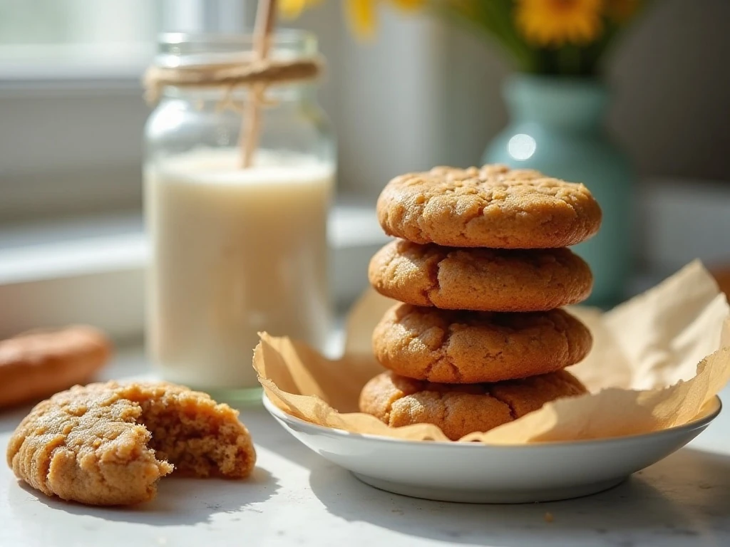 Peanut butter meltaway cookies stored in an airtight container