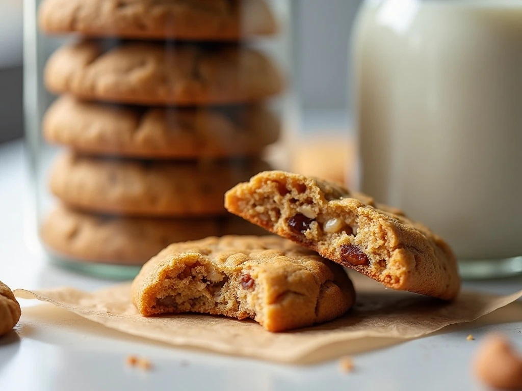 Peanut butter no-bake cookies stored in an airtight container