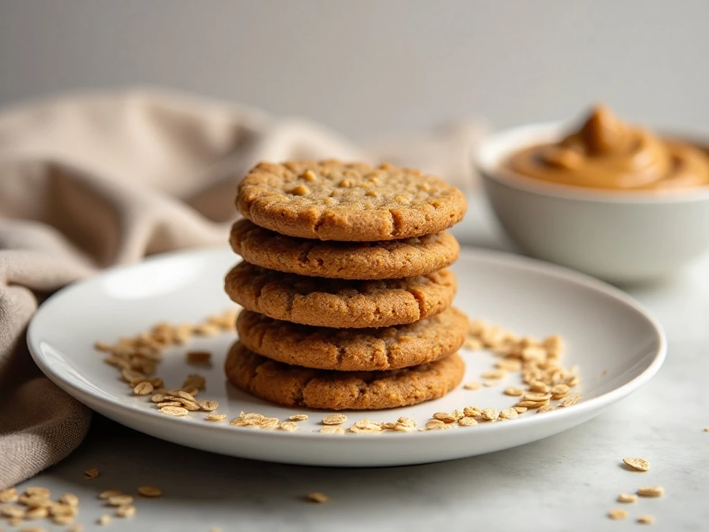 Finished easy peanut butter no-bake cookies on a dessert plate