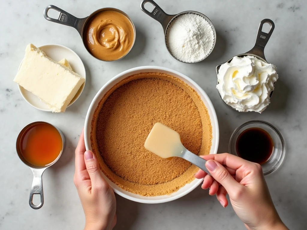 Ingredients for easy no-bake peanut butter pie