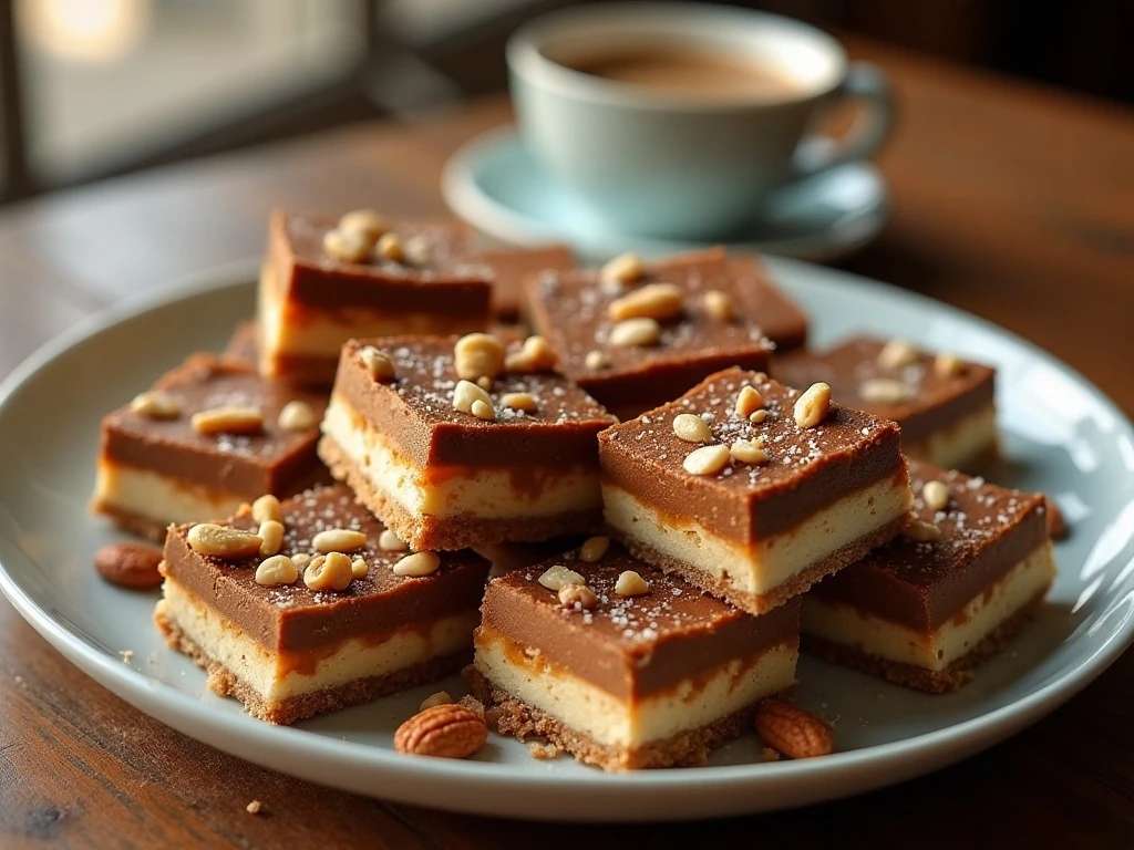Party-size peanut butter rocky road bars served on a dessert platter