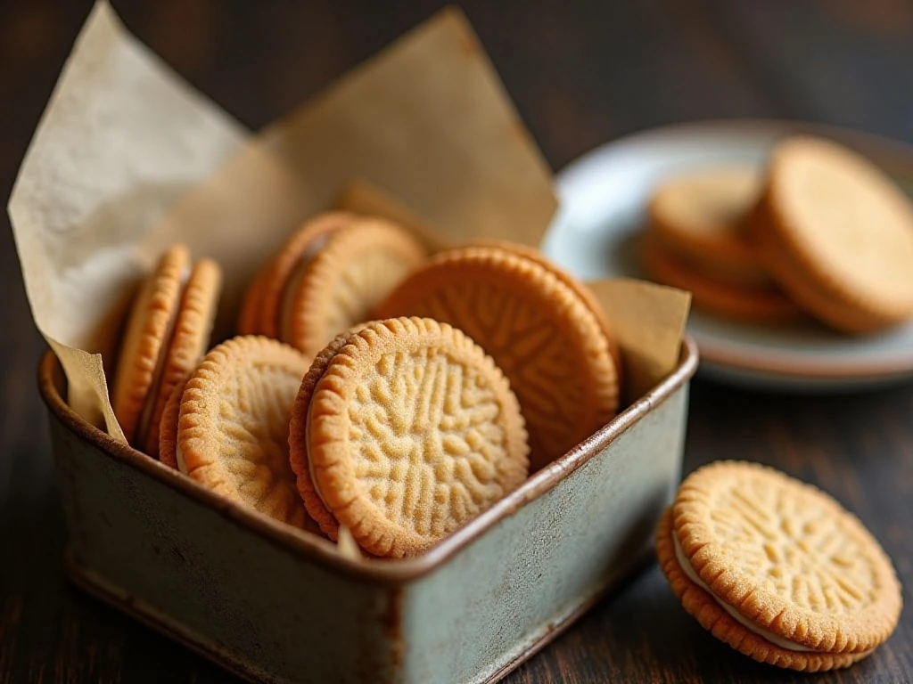 Peanut butter sandwich cookies arranged for storage and gifting