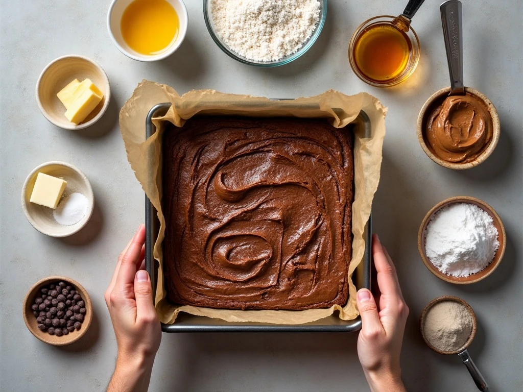 Ingredients for peanut butter swirl brownies