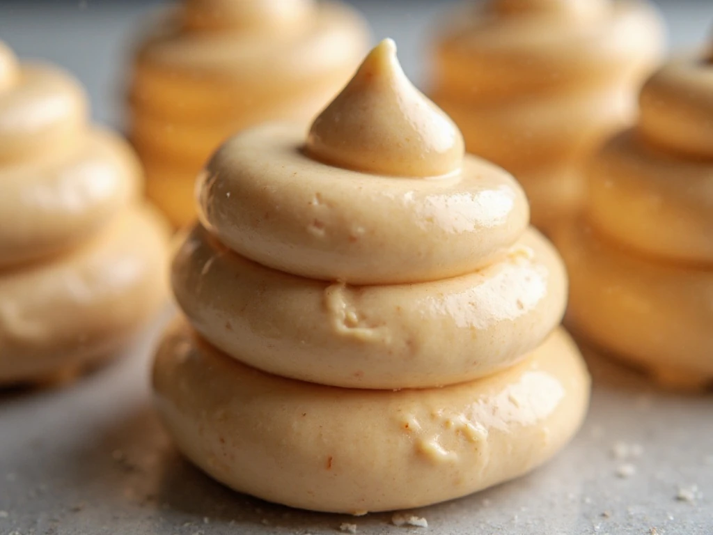 Close-up texture of airy frozen peanut butter treats
