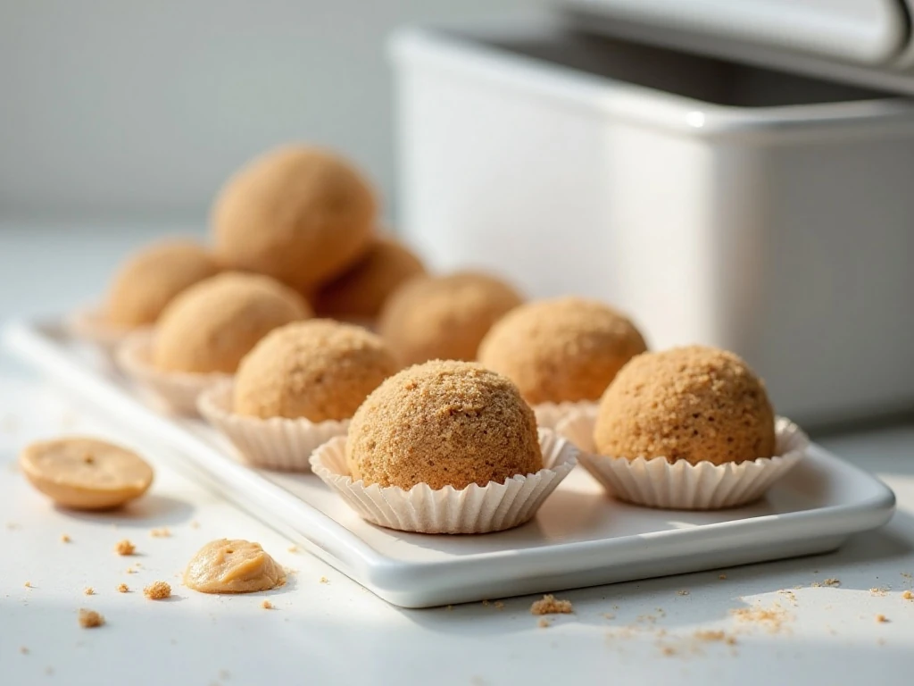 Frozen peanut butter treats ready for serving and storage