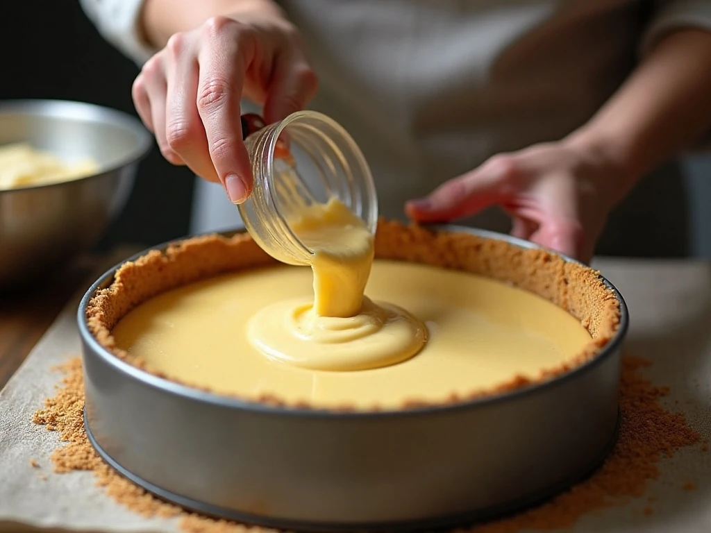 Preparing the graham-cracker crust for cheesecake