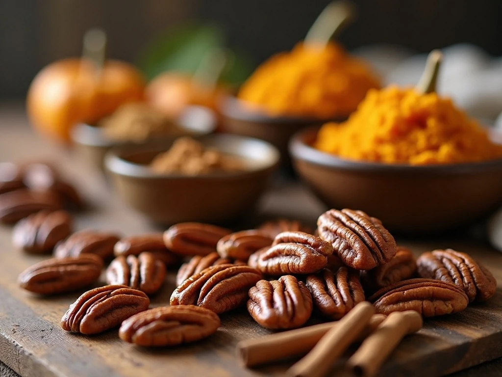 Toasted pecans and warm spices used for pumpkin Bundt cake