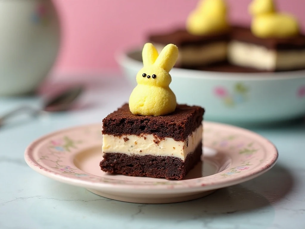 Scoop of chilled Easter dirt cake showing creamy layers