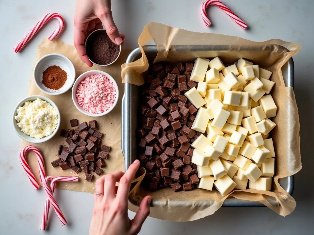 Ingredients for easy homemade peppermint bark