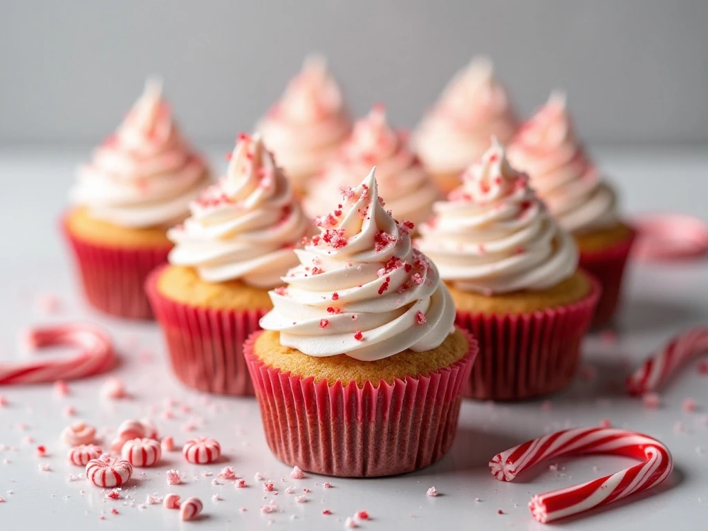 Peppermint cupcakes stored for holiday serving
