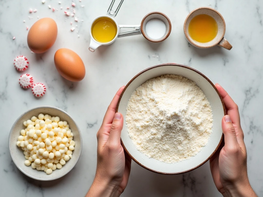 Ingredients for peppermint cake mix cookies